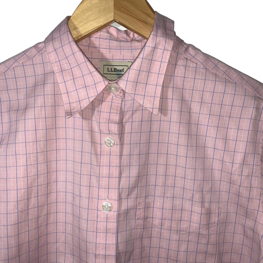 L.L. Bean Button down checkered blouse - Picture 6 of 6